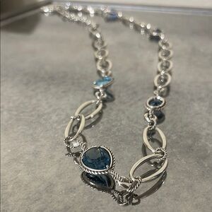 Elegant Silver and Blue Necklace